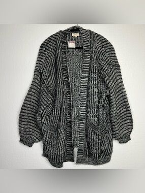Debut chunky knit grey open cardigan size S/M new